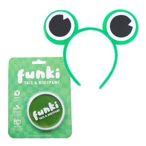 Grüner Frosch Zubehör-Set – Grünes Stirnband mit großen Froschaugen und Palette grüner Gesichtsfarbe – perfekt für jede Kostümveranstaltung Grüner Frosch Zubehör-Set – Grünes Stirnband mit großen Froschaugen und Palette grüner Gesichtsfarbe – perfekt für jede Kostümveranstaltung von I LOVE FANCY DRESS