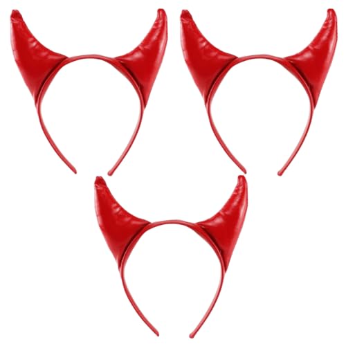 Haarreif für Erwachsene, Rot, Teufelshörner, Halloween-Kostüm, Zubehör für Dämonen, Böse, Gothic, Horror, Cosplay, Party-Outfits, 3 Stück Haarreif für Erwachsene, Rot, Teufelshörner, Halloween-Kostüm, Zubehör für Dämonen, Böse, Gothic, Horror, Cosplay, Party-Outfits, 3 Stück von I LOVE FANCY DRESS