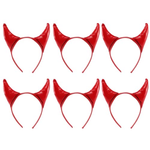 Haarreif für Erwachsene, Rot, Teufelshörner, Halloween-Kostüm, Zubehör für Dämonen, Böse, Gothic, Horror, Cosplay, Party-Outfits, 6 Stück Haarreif für Erwachsene, Rot, Teufelshörner, Halloween-Kostüm, Zubehör für Dämonen, Böse, Gothic, Horror, Cosplay, Party-Outfits, 6 Stück von I LOVE FANCY DRESS