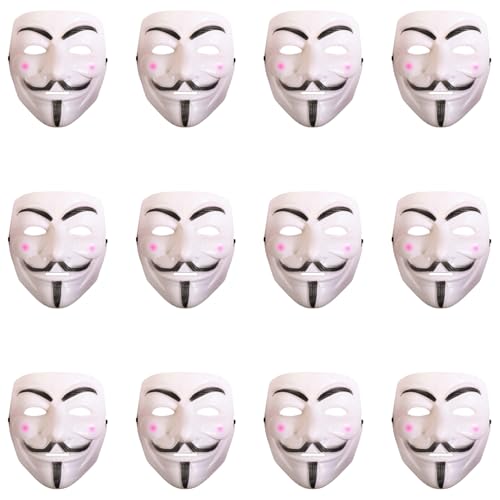 Halloween-Vendetta-Maske – 12 Stück – gruselige Kunststoff-Gesichtsmaske – Erwachsene gruselig Halloween TV Film Trick or Treat Kostüm Zubehör Halloween-Vendetta-Maske – 12 Stück – gruselige Kunststoff-Gesichtsmaske – Erwachsene gruselig Halloween TV Film Trick or Treat Kostüm Zubehör von I LOVE FANCY DRESS