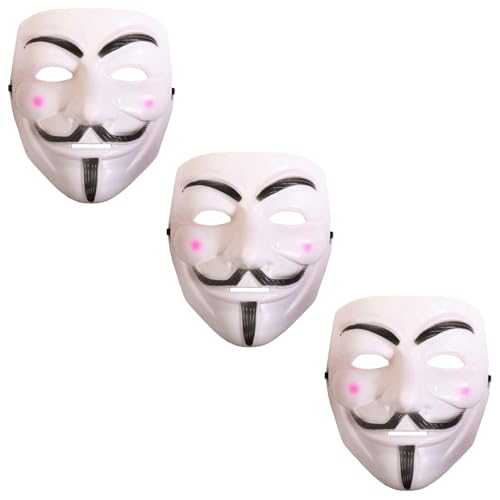Halloween-Vendetta-Maske – 3 Stück – gruselige Kunststoff-Gesichtsmaske – Erwachsene gruselige Halloween-TV-Film Trick or Treat Kostüm Zubehör Halloween-Vendetta-Maske – 3 Stück – gruselige Kunststoff-Gesichtsmaske – Erwachsene gruselige Halloween-TV-Film Trick or Treat Kostüm Zubehör von I LOVE FANCY DRESS