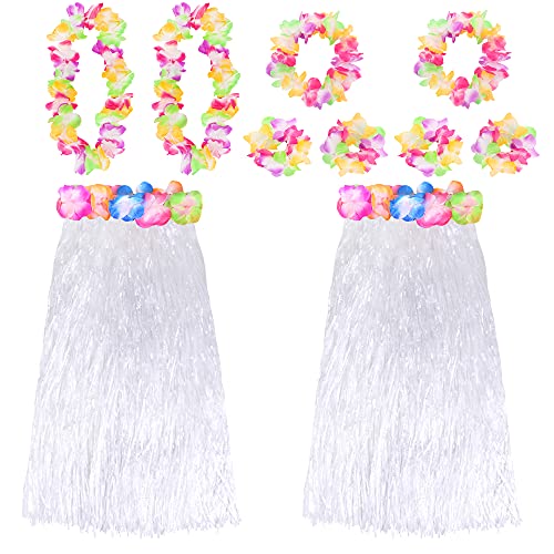 Hawaiianischer Hula-Rock, Kostüm-Accessoire, bunt, 80 cm, kurzer Hula-Rock, Hawaii-Rock, Luau-Hawaii-Rock, Weiß, 2 Stück Hawaiianischer Hula-Rock, Kostüm-Accessoire, bunt, 80 cm, kurzer Hula-Rock, Hawaii-Rock, Luau-Hawaii-Rock, Weiß, 2 Stück von I LOVE FANCY DRESS