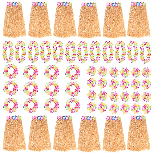 Hawaiianischer Hula-Rock, Kostüm-Accessoire, bunt, 80 cm, kurzer Hula-Rock, Hawaii-Rock, Luau-Hawaii-Rock, natürlich (12 Stück) von I LOVE FANCY DRESS