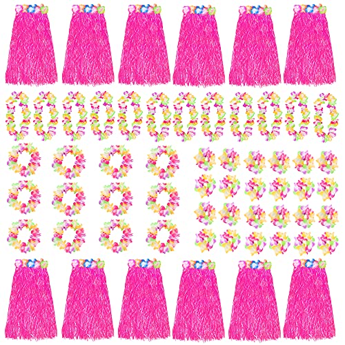 Hawaiianischer Hula-Rock, Kostüm-Accessoire, bunt, 80 cm, kurzer Hula-Rock, Hawaii-Rock, Luau-hawaiianischer Rock, Pink, 12 Stück Hawaiianischer Hula-Rock, Kostüm-Accessoire, bunt, 80 cm, kurzer Hula-Rock, Hawaii-Rock, Luau-hawaiianischer Rock, Pink, 12 Stück von I LOVE FANCY DRESS