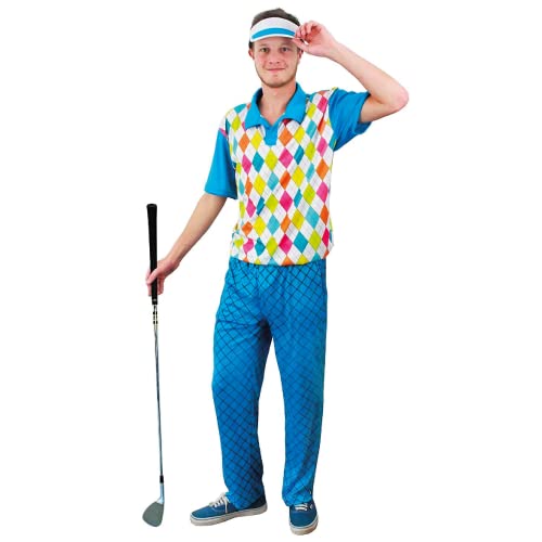 Herren Golfer-Kostüm – XXL – Herren Golfshirt und Hose mit Visier – Erwachsene Junggesellenabschied Kostüm Herren Golfer-Kostüm – XXL – Herren Golfshirt und Hose mit Visier – Erwachsene Junggesellenabschied Kostüm von I LOVE FANCY DRESS