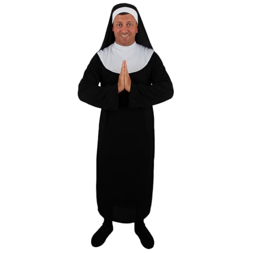 Herren Hirschnonne Kostüm Set - Lustige schwarz-weiße Roben mit Kopfschmuck - ideal für Junggesellenabschiede, Gruppenverkleidungen, Festivals & 80er Jahre Party Events von I LOVE FANCY DRESS