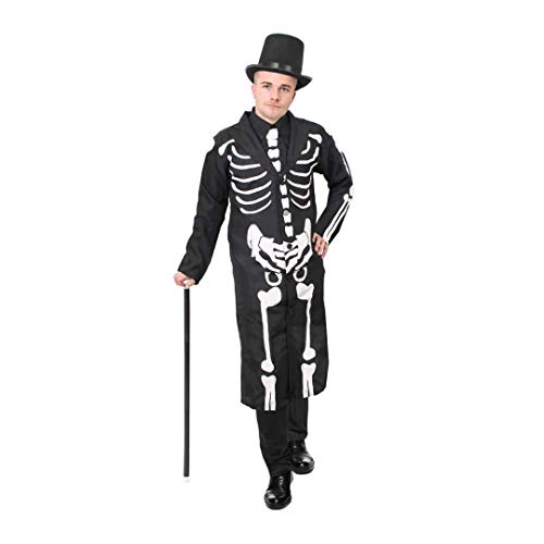 Herren-Kostüm mit Skelett-Aufdruck, Krawatte und Zylinder – Halloween-Kostüm für Herren – Größe: XXL Herren-Kostüm mit Skelett-Aufdruck, Krawatte und Zylinder – Halloween-Kostüm für Herren – Größe: XXL von I LOVE FANCY DRESS