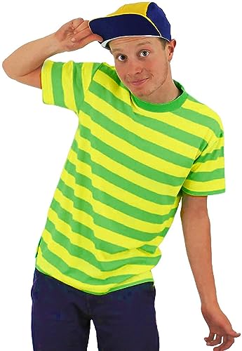 Herren-T-Shirt, gelb-grün gestreift, Größe XXL, nostalgisches frisches Top, Neon-Shirt, Bel-Air-Prinz-Stil, Retro-Figur Herren-T-Shirt, gelb-grün gestreift, Größe XXL, nostalgisches frisches Top, Neon-Shirt, Bel-Air-Prinz-Stil, Retro-Figur von I LOVE FANCY DRESS