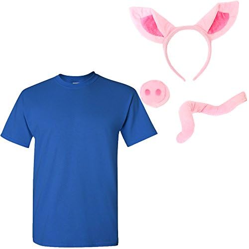 I LOVE FANCY DRESS - 3 kleine Schweine Kostüm für Erwachsene, mit blauem T-Shirt, Schweineohren, Schweinennase und Schwanz, Größe M I LOVE FANCY DRESS - 3 kleine Schweine Kostüm für Erwachsene, mit blauem T-Shirt, Schweineohren, Schweinennase und Schwanz, Größe M von I LOVE FANCY DRESS