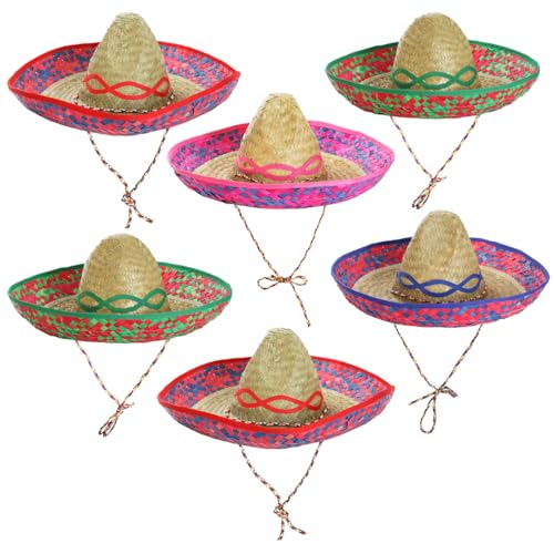 I LOVE FANCY DRESS 6er-Pack mexikanische Sombrero-Hüte – 1 blau bestickter Sombrero, 2 grüne Sombreros, 1 rosa Sombrero, 2 rote Sombreros – perfekt für Themenpartys I LOVE FANCY DRESS 6er-Pack mexikanische Sombrero-Hüte – 1 blau bestickter Sombrero, 2 grüne Sombreros, 1 rosa Sombrero, 2 rote Sombreros – perfekt für Themenpartys von I LOVE FANCY DRESS