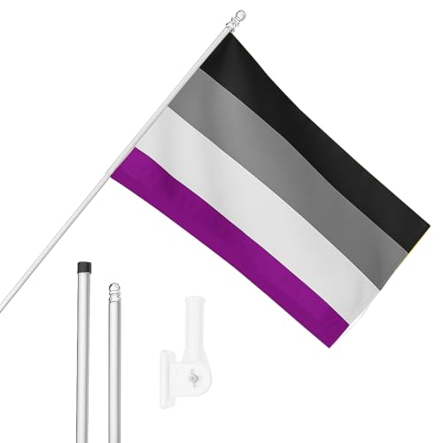 I LOVE FANCY DRESS Asexuelle Flagge, Fahnenmast und Wandhalterung, 152 x 91 cm, Flagge mit Ösen, ausziehbarer Stange und Halterung, Pride Month Festivals und Feiern, LGBTQ+ Dekoration für drinnen und von I LOVE FANCY DRESS