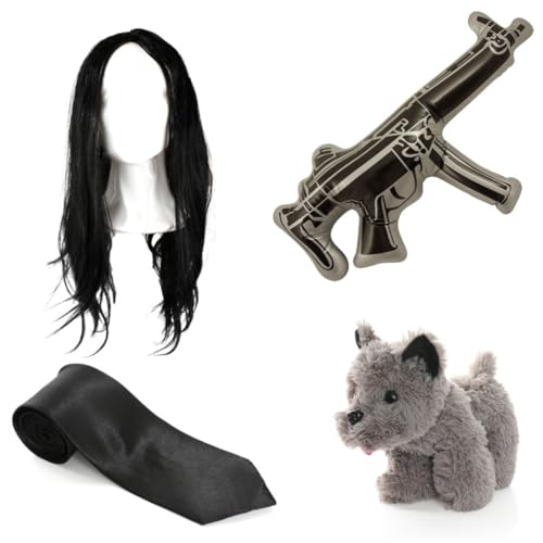 I LOVE FANCY DRESS Assassinen-Zubehör-Set mit Plüsch-Hunde-Requisite, langer schwarzer Perücke, Krawatte und aufblasbarem Maschinengewehr für Halloween, Cosplay und Themenveranstaltungen I LOVE FANCY DRESS Assassinen-Zubehör-Set mit Plüsch-Hunde-Requisite, langer schwarzer Perücke, Krawatte und aufblasbarem Maschinengewehr für Halloween, Cosplay und Themenveranstaltungen von I LOVE FANCY DRESS