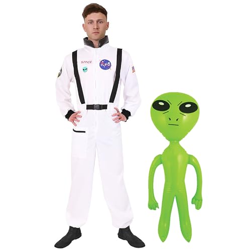 I LOVE FANCY DRESS Astronauten-Kostüm für Erwachsene mit Alien, Größe XL, weißer Astronauten-Overall und aufblasbarer grüner Alien, perfekt für den Welttag des Buches I LOVE FANCY DRESS Astronauten-Kostüm für Erwachsene mit Alien, Größe XL, weißer Astronauten-Overall und aufblasbarer grüner Alien, perfekt für den Welttag des Buches von I LOVE FANCY DRESS
