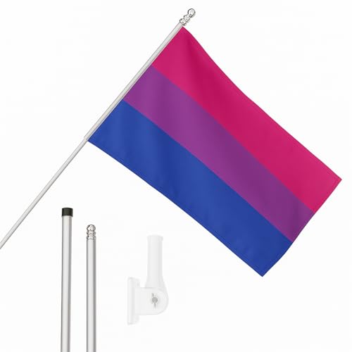 I LOVE FANCY DRESS Bisexuelle Flagge, Fahnenmast und Wandhalterung, 152 x 91 cm, Flagge mit Ösen, ausziehbarer Stange und Halterung, Pride Month Festivals und Feiern, LGBTQ+ Dekoration für drinnen und von I LOVE FANCY DRESS