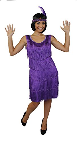 I LOVE FANCY DRESS Charleston Flapper KOSTÜM Kleid VERKLEIDUNG 4 Farben+PASSENDEM Stirnband+Feder+SILBERNEN Kette MUß VERKNOTET Werden=Kleid FRANSEN AUF BEIDEN Seiten=LILA-XXLarge von I LOVE FANCY DRESS