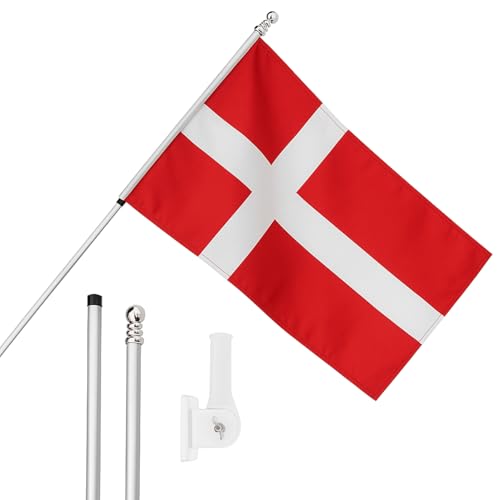 I LOVE FANCY DRESS Dänemark-Flagge, Fahnenmast und Wandhalterung, 152 x 91 cm, dänische Flagge mit Ösen, ausziehbarer Stange und Halterung, Sportfans, Nationalstolz, Innen- und Außendekoration I LOVE FANCY DRESS Dänemark-Flagge, Fahnenmast und Wandhalterung, 152 x 91 cm, dänische Flagge mit Ösen, ausziehbarer Stange und Halterung, Sportfans, Nationalstolz, Innen- und Außendekoration von I LOVE FANCY DRESS