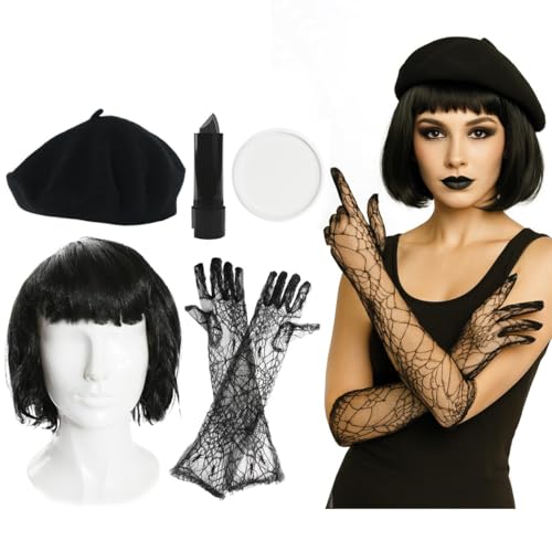 I LOVE FANCY DRESS Damen Pfirsichspinne Zubehör Set - Schwarze Baskenmütze, Netzhandschuhe, Perücke, Lippenstift & Gesichtsfarbe - Halloween-Kostüm-Set I LOVE FANCY DRESS Damen Pfirsichspinne Zubehör Set - Schwarze Baskenmütze, Netzhandschuhe, Perücke, Lippenstift & Gesichtsfarbe - Halloween-Kostüm-Set von I LOVE FANCY DRESS