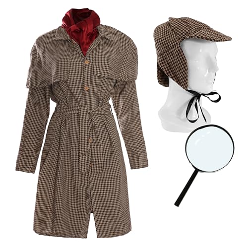 I LOVE FANCY DRESS Detektivkostüm für Damen und Lupe – brauner Deerstalkerhut mit passendem Mantel, rotem Schal und Lupe – perfekt für den Welttag des Buches I LOVE FANCY DRESS Detektivkostüm für Damen und Lupe – brauner Deerstalkerhut mit passendem Mantel, rotem Schal und Lupe – perfekt für den Welttag des Buches von I LOVE FANCY DRESS