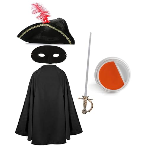I LOVE FANCY DRESS Erwachsenenkostüm für Katzen, Banditen-Kostüm – schwarzer Dreihornhut, schwarzer Umhang, schwarze Augenmaske, künstliches Schwert und orangefarbene und weiße Gesichtsfarbe I LOVE FANCY DRESS Erwachsenenkostüm für Katzen, Banditen-Kostüm – schwarzer Dreihornhut, schwarzer Umhang, schwarze Augenmaske, künstliches Schwert und orangefarbene und weiße Gesichtsfarbe von I LOVE FANCY DRESS