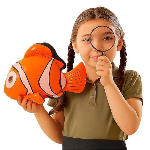 I LOVE FANCY DRESS Findet Clownfish Zubehör-Set – aufblasbarer orangefarbener Clownfisch und eine Lupe – perfekt für jede Veranstaltung von I LOVE FANCY DRESS
