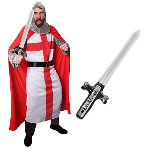 I LOVE FANCY DRESS Herren St George's Knight Kostüm mit aufblasbarem Schwert – King Arthur Excalibur Fußball Six Nations Rugby – Größe S I LOVE FANCY DRESS Herren St George's Knight Kostüm mit aufblasbarem Schwert – King Arthur Excalibur Fußball Six Nations Rugby – Größe S von I LOVE FANCY DRESS