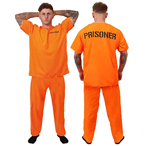 I LOVE FANCY DRESS Herren Sträflingskostüm – Größe XS – orangefarbenes Gefangenen-Top, passende orangefarbene Hose – Cops & Räuber Halloween-Kostüm I LOVE FANCY DRESS Herren Sträflingskostüm – Größe XS – orangefarbenes Gefangenen-Top, passende orangefarbene Hose – Cops & Räuber Halloween-Kostüm von I LOVE FANCY DRESS