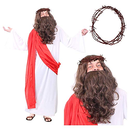 I LOVE FANCY DRESS Jesus-Kostm fr Erwachsene, Standardgre - bis zu 116,8 cm Brustumfang, Lnge - 147 cm, Percke, Bart, Dornenkrone, Junggesellenabschiede, Mottopartys, Theater, Religises Ereignis von I LOVE FANCY DRESS