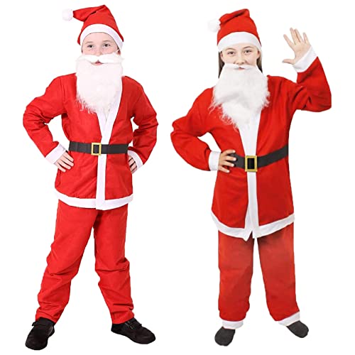 I LOVE FANCY DRESS Kinder 5 STÜCK WEIHNACHTSMANN Weihnachts FANTASTISCHES Kleid KOSTÜM ROT & Weiss Jacke + Hose + Hut + BART + GÜRTEL (KLEIN) von I LOVE FANCY DRESS