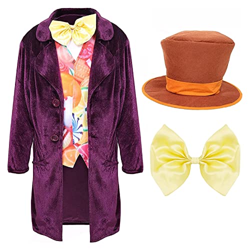 I LOVE FANCY DRESS LTD CHEF DER SCHOKOLADENFABRIK KOSTÜM FÜR JUNGEN. LILA MANTEL + BONBON DRUCKEN WESTE + GOLDEN KRAWATTE + ÜBERGROẞER HUT + FÜR WELTBUCHTAG. GRÖẞE: GROẞ I LOVE FANCY DRESS LTD CHEF DER SCHOKOLADENFABRIK KOSTÜM FÜR JUNGEN. LILA MANTEL + BONBON DRUCKEN WESTE + GOLDEN KRAWATTE + ÜBERGROẞER HUT + FÜR WELTBUCHTAG. GRÖẞE: GROẞ von I LOVE FANCY DRESS