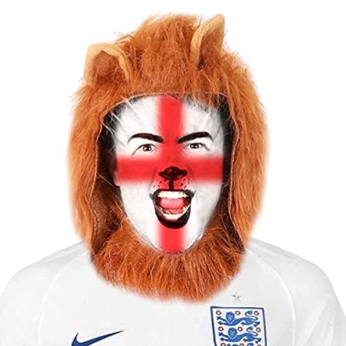 I LOVE FANCY DRESS Ltd England Supporters Englischer Löwenhut mit Gesichtsfarbe – WM Fußball Löwe Maskottchen von I LOVE FANCY DRESS