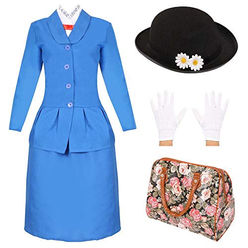 I LOVE FANCY DRESS LTD Magisches Viktorianisches Nanny-Kostüm für Damen, Kostüm + Hut + Handschuhe + Tasche, Größe XS I LOVE FANCY DRESS LTD Magisches Viktorianisches Nanny-Kostüm für Damen, Kostüm + Hut + Handschuhe + Tasche, Größe XS von I LOVE FANCY DRESS