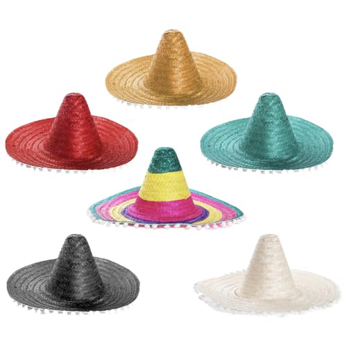 I LOVE FANCY DRESS Mexikanische Sombrero Hüte in gemischten Farben – 6 Stück mexikanische Fiesta-Hüte für Festivals und Partys (Erwachsenengröße) von I LOVE FANCY DRESS