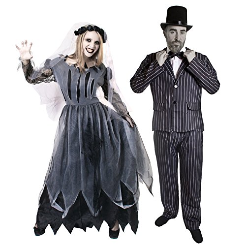 I LOVE FANCY DRESS PAAR ZOMBIE GEISTER KOSTÜM VERKLEIDUNG=BRAUT & BRÄUTIGAM=ANZUG+FLIEGE+ZYLINDER+FRAUEN SCHWARZES HOCHZEITSKLEID+SCHLEIER=MÄNNER-XXLARGE & FRAUEN-XXLARGE I LOVE FANCY DRESS PAAR ZOMBIE GEISTER KOSTÜM VERKLEIDUNG=BRAUT & BRÄUTIGAM=ANZUG+FLIEGE+ZYLINDER+FRAUEN SCHWARZES HOCHZEITSKLEID+SCHLEIER=MÄNNER-XXLARGE & FRAUEN-XXLARGE von I LOVE FANCY DRESS