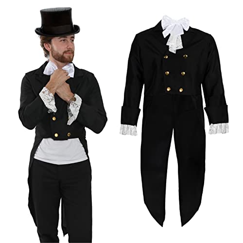 I LOVE FANCY DRESS Posh Viktorianisches Männerkostüm – Größe S – schwarze Jacke, weiße Rüschenbündchen und Fliege – Historischer Welttag des Buches I LOVE FANCY DRESS Posh Viktorianisches Männerkostüm – Größe S – schwarze Jacke, weiße Rüschenbündchen und Fliege – Historischer Welttag des Buches von I LOVE FANCY DRESS