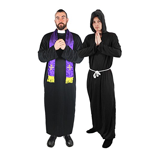 I LOVE FANCY DRESS Priester KOSTÜM + SCHWARZES MÖNCH VERKLEIDUNG =Paare Freunde Gruppen VEREINE= Kirche Vater/Pater BISCHOF-Kardinal Fasching Karneval=Priester-XXLarge+MÖNCH-XXLarge von I LOVE FANCY DRESS