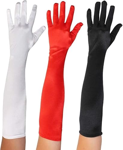 I LOVE FANCY DRESS Satin-Handschuhe für Erwachsene, 50 cm, Kostüm-Zubehör – Flapper 1920er Jahre, lang, rote Handschuhe von I LOVE FANCY DRESS