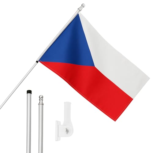 I LOVE FANCY DRESS Tschechische Republik Flagge, Fahnenmast und Wandhalterung – 1,5 x 0,9 m Tschechische Flagge mit Ösen, ausziehbarer Stange und Halterung – Sportfan National Pride Indoor Outdoor von I LOVE FANCY DRESS