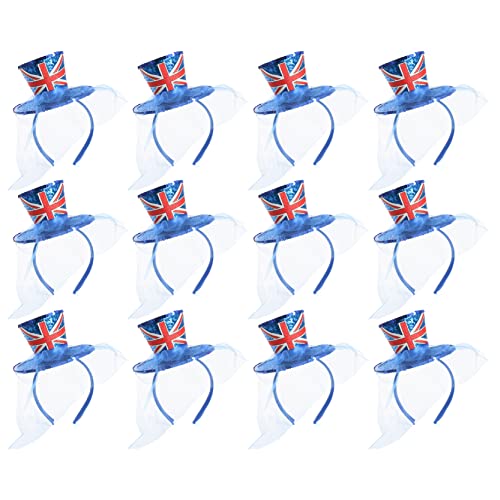 I LOVE FANCY DRESS Union-Jack-Hut – Rule Britannia Mini-Glitzer-Zylinder auf Kopfband mit Union Jack-Flagge und befestigtem Netz-Fascinator mit Schleier – VE Day Celebrations – 6 x Hut I LOVE FANCY DRESS Union-Jack-Hut – Rule Britannia Mini-Glitzer-Zylinder auf Kopfband mit Union Jack-Flagge und befestigtem Netz-Fascinator mit Schleier – VE Day Celebrations – 6 x Hut von I LOVE FANCY DRESS