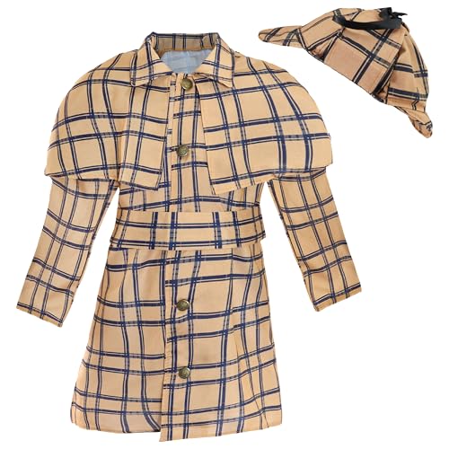 I LOVE FANCY DRESS Viktorianisches Detektivkostüm für Kinder, Größe XL, hellbrauner Deerstalkerhut mit passendem viktorianischem Mantel, detailliert mit Knöpfen und einem Gürtel, perfekt für den von I LOVE FANCY DRESS