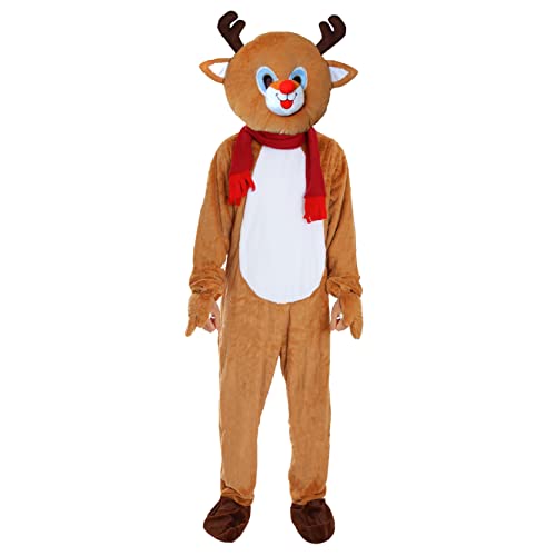 I LOVE FANCY DRESS LTD ELF Maskottchen KOSTÜM - Deluxe WEIHNACHTSELF KOSTÜM - Maskottchen-Anzug, Kopf MIT AUFGESETZTEM Hut, GESTREIFTE BEINLINGE UND PLÜSCH ELFENSTIEFEL - EINE GRÖẞE PASST MEISTENS von I LOVE FANCY DRESS