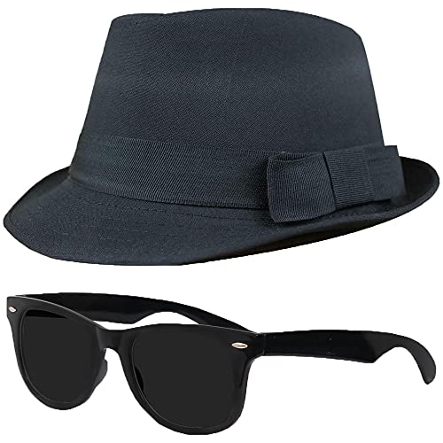 ILOVEFANCYDRESS 2 TEILIGES Brothers of Blues Set, MIT Filz Hut MIT DEM Durchmesser 58 cm UND Schwarze Sonnenbrille von I LOVE FANCY DRESS