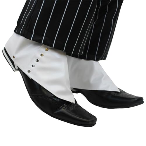 ILOVEFANCYDRESS Gangster-Faschingszubehör Gamaschen Weiß Mit Silbernem Knopf Kostümzubehör im Stil der 1920er ILOVEFANCYDRESS Gangster-Faschingszubehör Gamaschen Weiß Mit Silbernem Knopf Kostümzubehör im Stil der 1920er von I LOVE FANCY DRESS