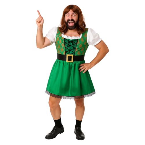 Irisches Herrenkostüm – Größe S – grünes Kleid mit Korsett, Gürtel und goldfarbenem Kleeblatt-Druck – Erwachsenenkostüm für Erwachsene, lustiger Kobold, Junggesellenabschied, Junggesellenabschied, St Irisches Herrenkostüm – Größe S – grünes Kleid mit Korsett, Gürtel und goldfarbenem Kleeblatt-Druck – Erwachsenenkostüm für Erwachsene, lustiger Kobold, Junggesellenabschied, Junggesellenabschied, St von I LOVE FANCY DRESS