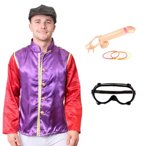 Jockey-Kostüm mit Hut und aufblasbarem Willy Ring-Wurfspiel, lustiges Herren-Kostüm, Junggesellenabschied, für Partys, Festivals und Spaß für Erwachsene von I LOVE FANCY DRESS
