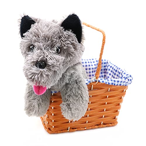 Kansas Girl Niedlicher Hund im Korb Verkleidung Zubehör - Grey Terrier Plüschtier Hundespielzeug Toto Verkleidung Zubehör - Perfekt für Buchwoche Verkleidung von I LOVE FANCY DRESS