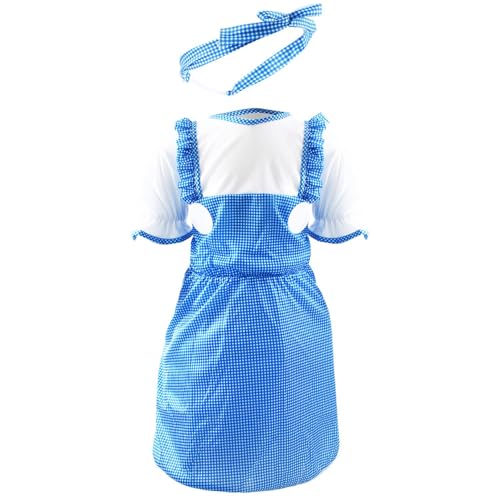 Kansas Mädchenkostüm – Größe L – Blau & Weiß Gingham-Kleid mit weißem T-Shirt, großen Kunststoff-Knöpfen und Riemendetails – perfekt für den Welttag des Buches Kansas Mädchenkostüm – Größe L – Blau & Weiß Gingham-Kleid mit weißem T-Shirt, großen Kunststoff-Knöpfen und Riemendetails – perfekt für den Welttag des Buches von I LOVE FANCY DRESS