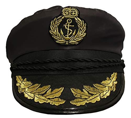 Kapitänshut für Erwachsene, Kostüm, Zubehör, Uni, Kapitänsmütze, schwarzer Hut mit Emblem (1 Stück) von I LOVE FANCY DRESS