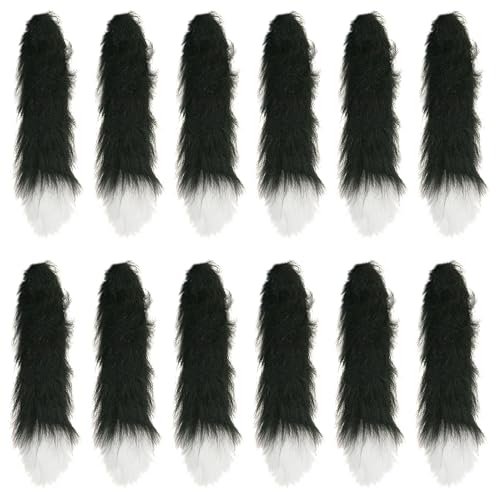 Katzenschwanz-Kostüm-Zubehör für Erwachsene, flauschiger Jumbo-Katzenschwanz mit weißer Spitze, für Herren und Damen, Buchwoche, Weltbuchtag, Kostümzubehör, 12 Stück Katzenschwanz-Kostüm-Zubehör für Erwachsene, flauschiger Jumbo-Katzenschwanz mit weißer Spitze, für Herren und Damen, Buchwoche, Weltbuchtag, Kostümzubehör, 12 Stück von I LOVE FANCY DRESS