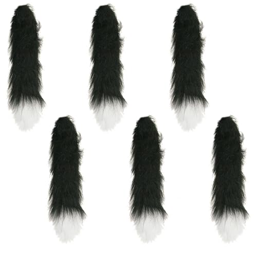 Katzenschwanz-Kostüm-Zubehör für Erwachsene, flauschiger Jumbo-Katzenschwanz mit weißer Spitze, für Herren und Damen, Buchwoche, Weltbuchtag, Kostümzubehör, 6 Stück Katzenschwanz-Kostüm-Zubehör für Erwachsene, flauschiger Jumbo-Katzenschwanz mit weißer Spitze, für Herren und Damen, Buchwoche, Weltbuchtag, Kostümzubehör, 6 Stück von I LOVE FANCY DRESS