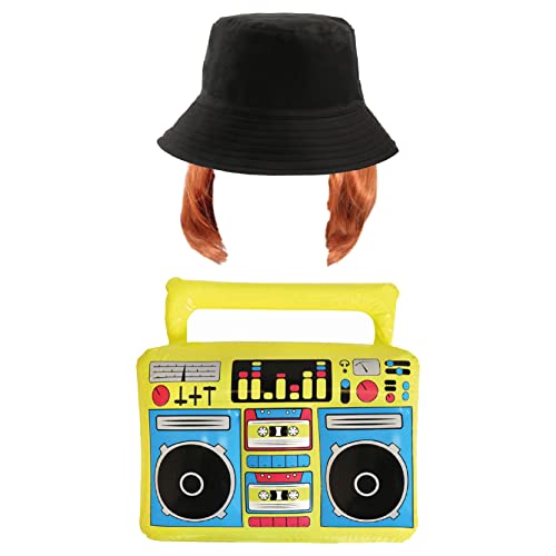 Kevin-Kostüm für Erwachsene, schwarzer Eimerhut, Ingwer-Perücke und aufblasbare Boombox, Erwachsenen-TV-Film-Kostüm Kevin-Kostüm für Erwachsene, schwarzer Eimerhut, Ingwer-Perücke und aufblasbare Boombox, Erwachsenen-TV-Film-Kostüm von I LOVE FANCY DRESS